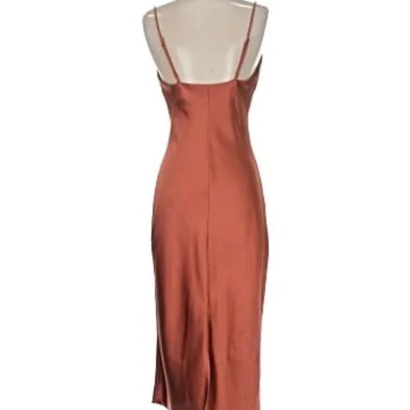 Lulu's Satin Slip Dress - Cowl Neck Dress - Picture 2 of 2
